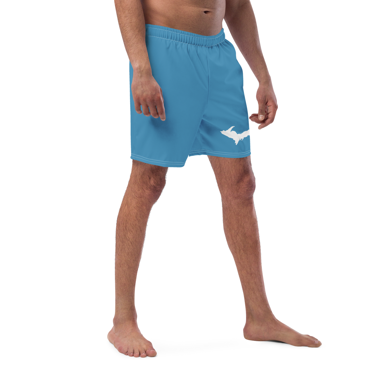 Michigan Upper Peninsula Men's Swim Trunks (w/ UP Outline) | Lake Michigan Blue