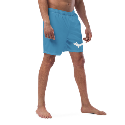 Michigan Upper Peninsula Men's Swim Trunks (w/ UP Outline) | Lake Michigan Blue