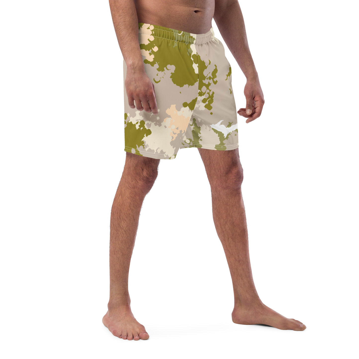 Michigan Upper Peninsula Men's Swim Trunks (w/ UP Outline) | Rosy Mound Camo