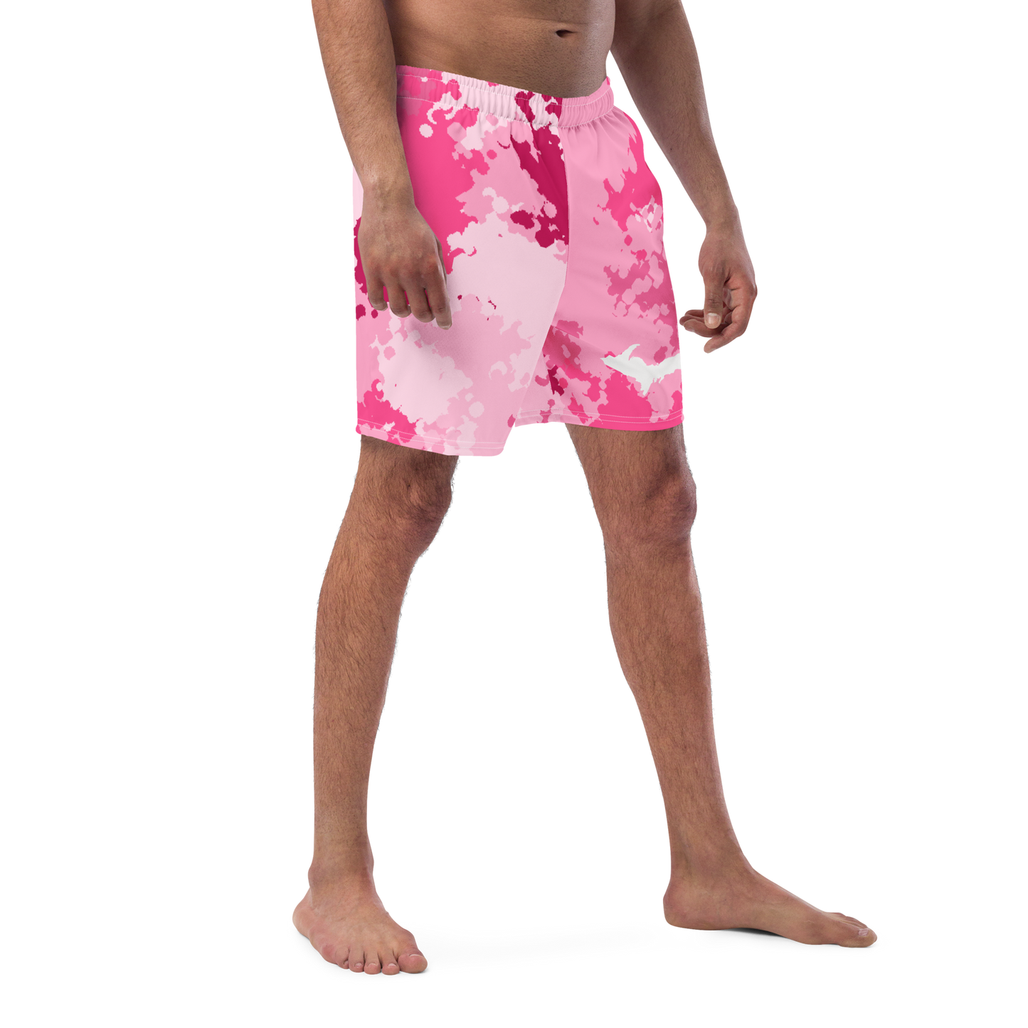 Michigan Upper Peninsula Men's Swim Trunks (w/ UP Outline) | Pink Camo