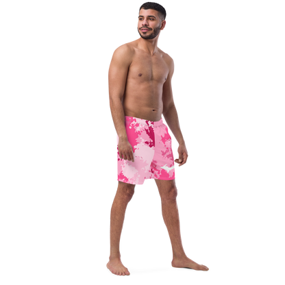 Michigan Upper Peninsula Men's Swim Trunks (w/ UP Outline) | Pink Camo