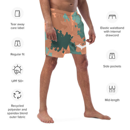 Michigan Upper Peninsula Men's Swim Trunks (w/ UP Outline) | Copper Country Camo