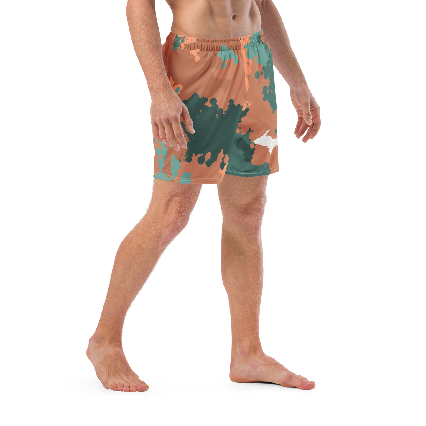 Michigan Upper Peninsula Men's Swim Trunks (w/ UP Outline) | Copper Country Camo