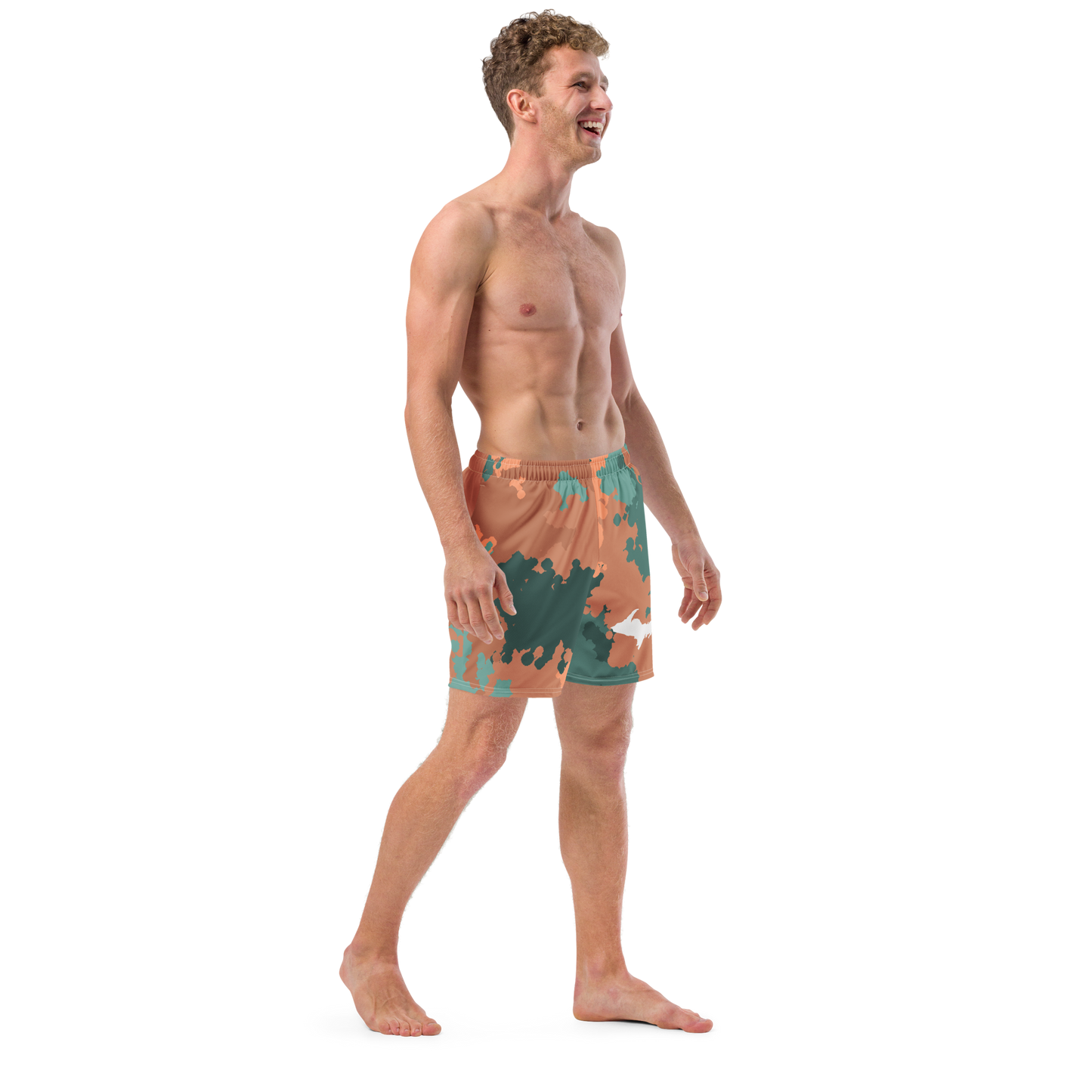 Michigan Upper Peninsula Men's Swim Trunks (w/ UP Outline) | Copper Country Camo