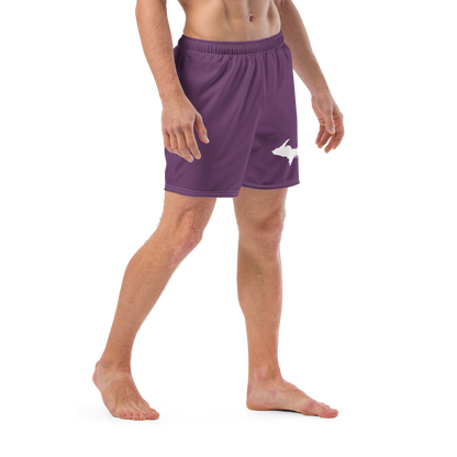 Michigan Upper Peninsula Men's Swim Trunks (w/ UP Outline) | Plum