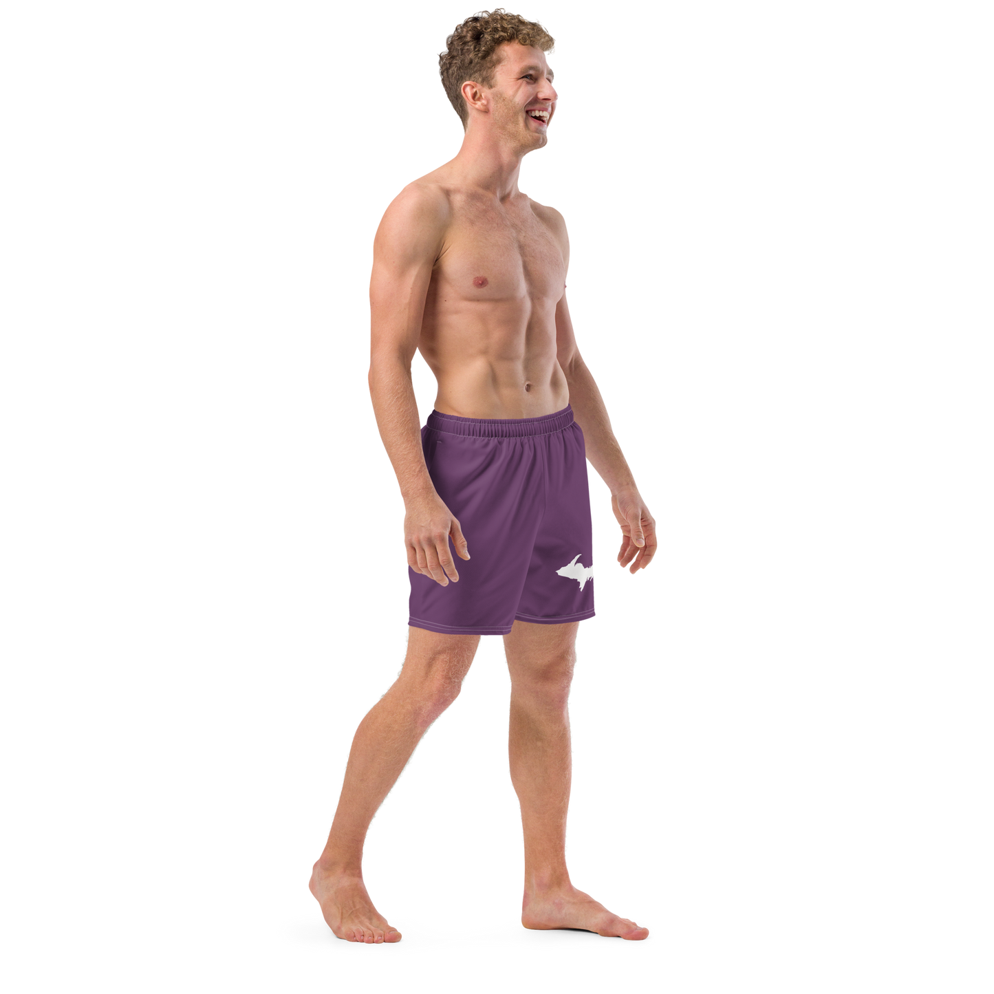 Michigan Upper Peninsula Men's Swim Trunks (w/ UP Outline) | Plum