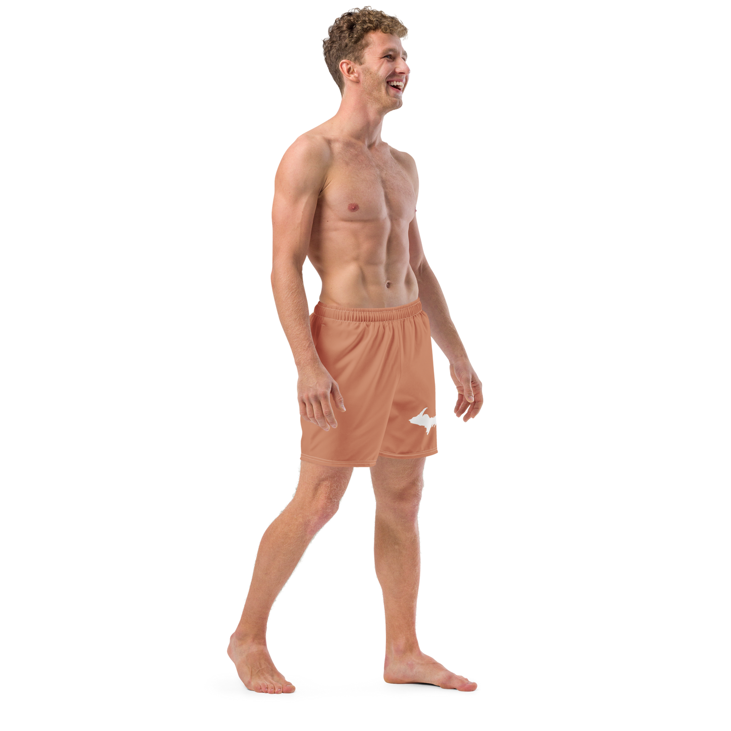 Michigan Upper Peninsula Men's Swim Trunks (w/ UP Outline) | Copper Color