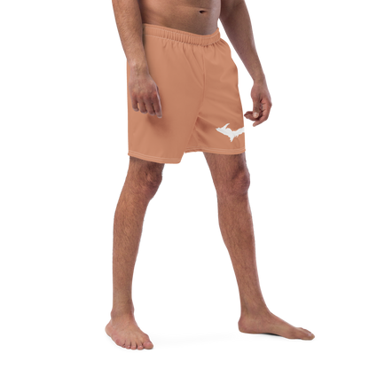 Michigan Upper Peninsula Men's Swim Trunks (w/ UP Outline) | Copper Color