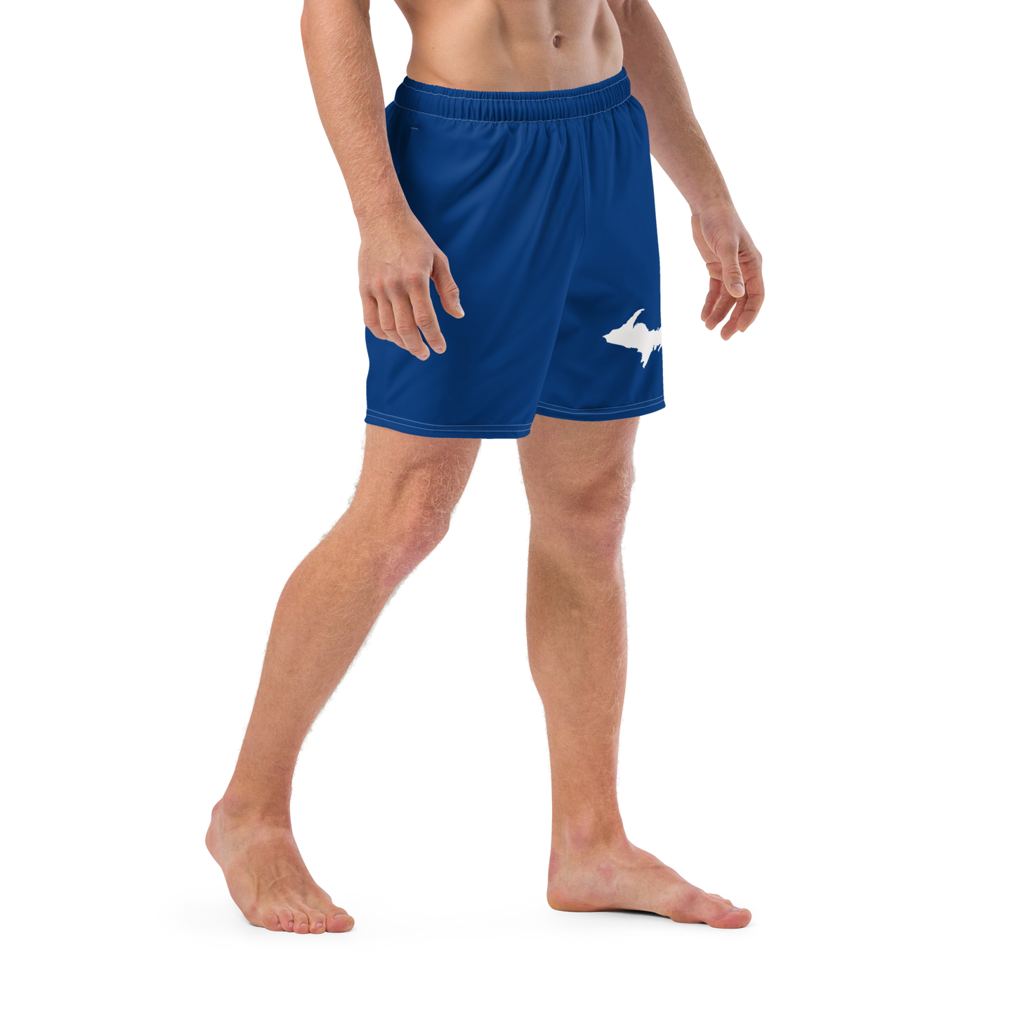 Michigan Upper Peninsula Men's Swim Trunks (w/ UP Outline) | Dearborn Blue