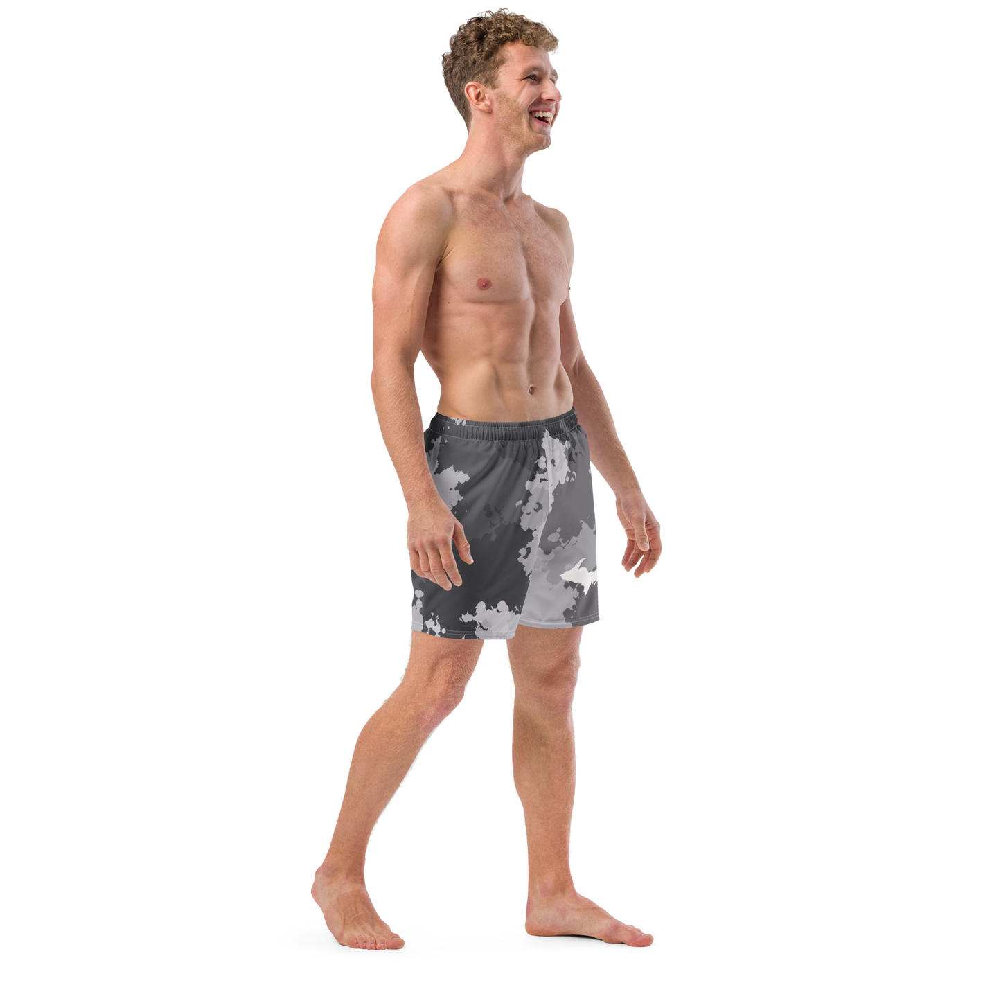 Michigan Upper Peninsula Men's Swim Trunks (w/ UP Outline) | Iron Ore Camo