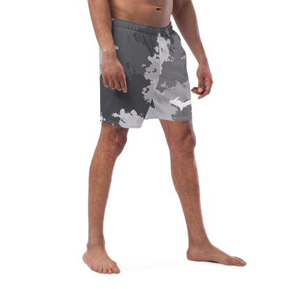 Michigan Upper Peninsula Men's Swim Trunks (w/ UP Outline) | Iron Ore Camo