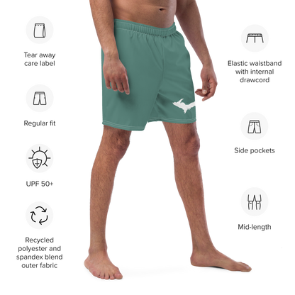 Michigan Upper Peninsula Men's Swim Trunks (w/ UP Outline) | Copper Green