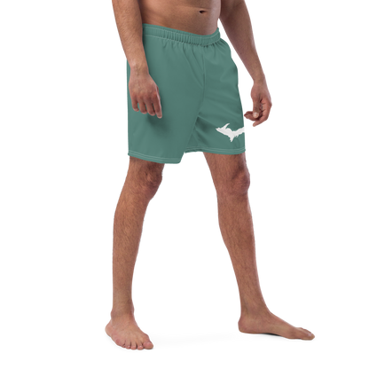 Michigan Upper Peninsula Men's Swim Trunks (w/ UP Outline) | Copper Green