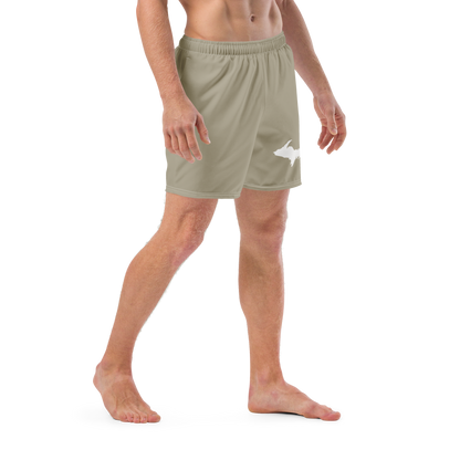 Michigan Upper Peninsula Men's Swim Trunks (w/ UP Outline) | Petoskey Stone Beige