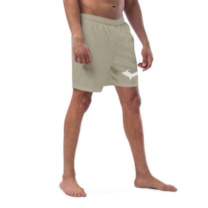 Michigan Upper Peninsula Men's Swim Trunks (w/ UP Outline) | Petoskey Stone Beige