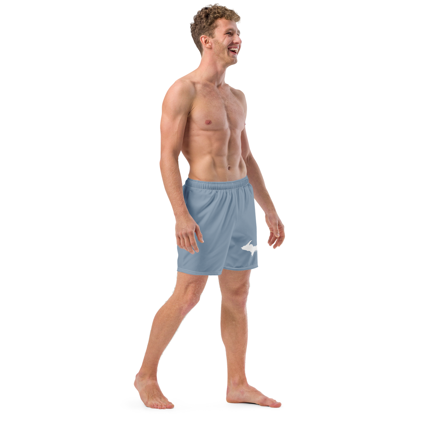 Michigan Upper Peninsula Men's Swim Trunks (w/ UP Outline ) | B-24 Grey