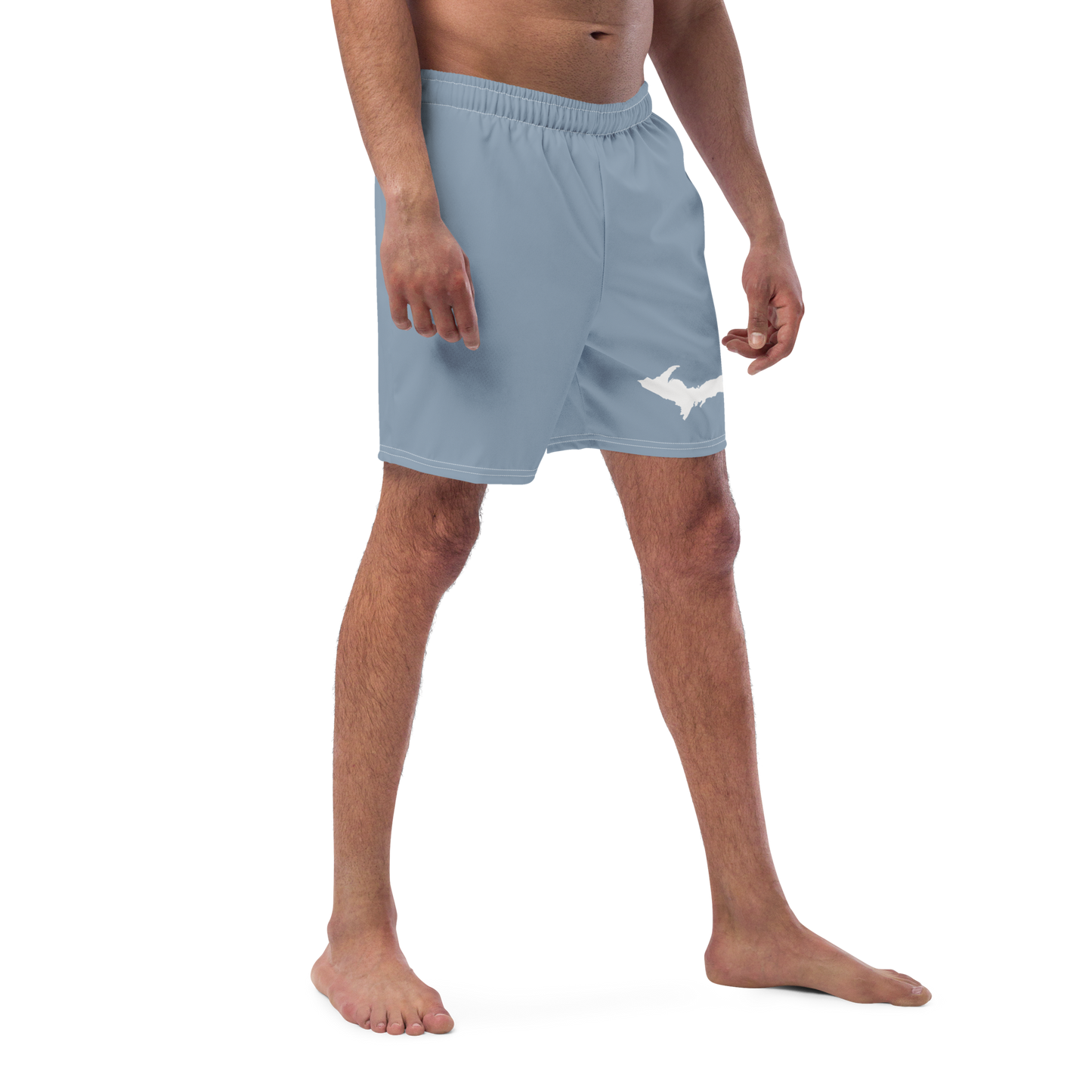 Michigan Upper Peninsula Men's Swim Trunks (w/ UP Outline ) | B-24 Grey