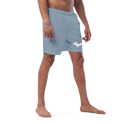 Michigan Upper Peninsula Men's Swim Trunks (w/ UP Outline ) | B-24 Grey