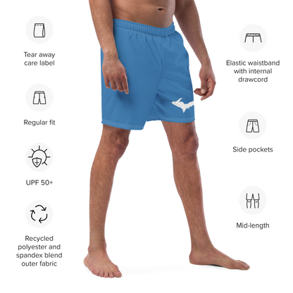 Michigan Upper Peninsula Men's Swim Trunks (w/ UP Outline ) | Lake Superior Blue