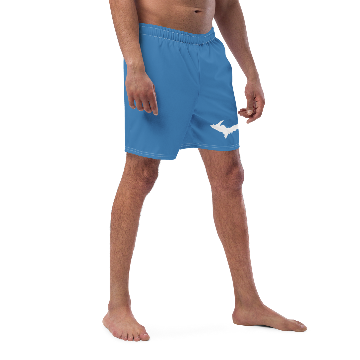 Michigan Upper Peninsula Men's Swim Trunks (w/ UP Outline ) | Lake Superior Blue