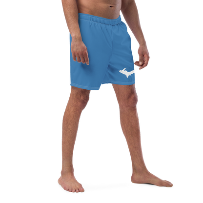 Michigan Upper Peninsula Men's Swim Trunks (w/ UP Outline ) | Lake Superior Blue