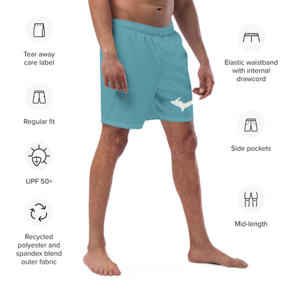 Michigan Upper Peninsula Men's Swim Trunks (w/ UP Outline ) | Lake Huron Blue