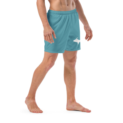 Michigan Upper Peninsula Men's Swim Trunks (w/ UP Outline ) | Lake Huron Blue