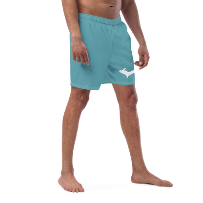 Michigan Upper Peninsula Men's Swim Trunks (w/ UP Outline ) | Lake Huron Blue