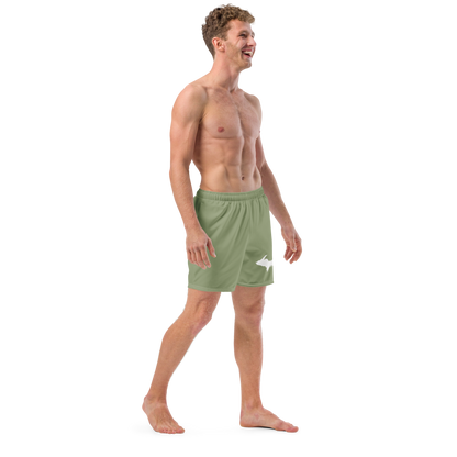 Michigan Upper Peninsula Men's Swim Trunks (w/ UP Outline ) | Beachgrass Green