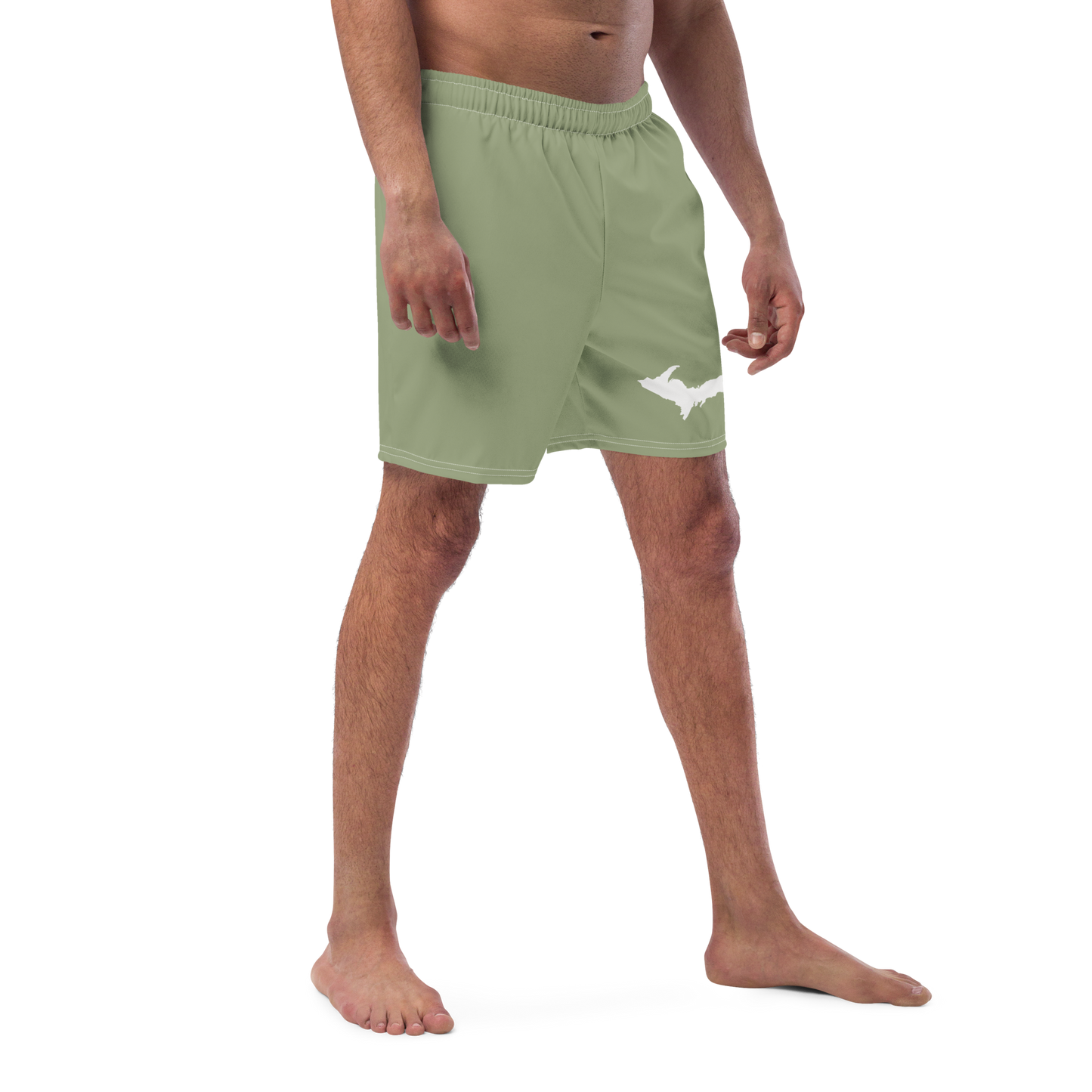 Michigan Upper Peninsula Men's Swim Trunks (w/ UP Outline ) | Beachgrass Green