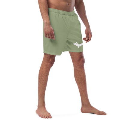 Michigan Upper Peninsula Men's Swim Trunks (w/ UP Outline ) | Beachgrass Green