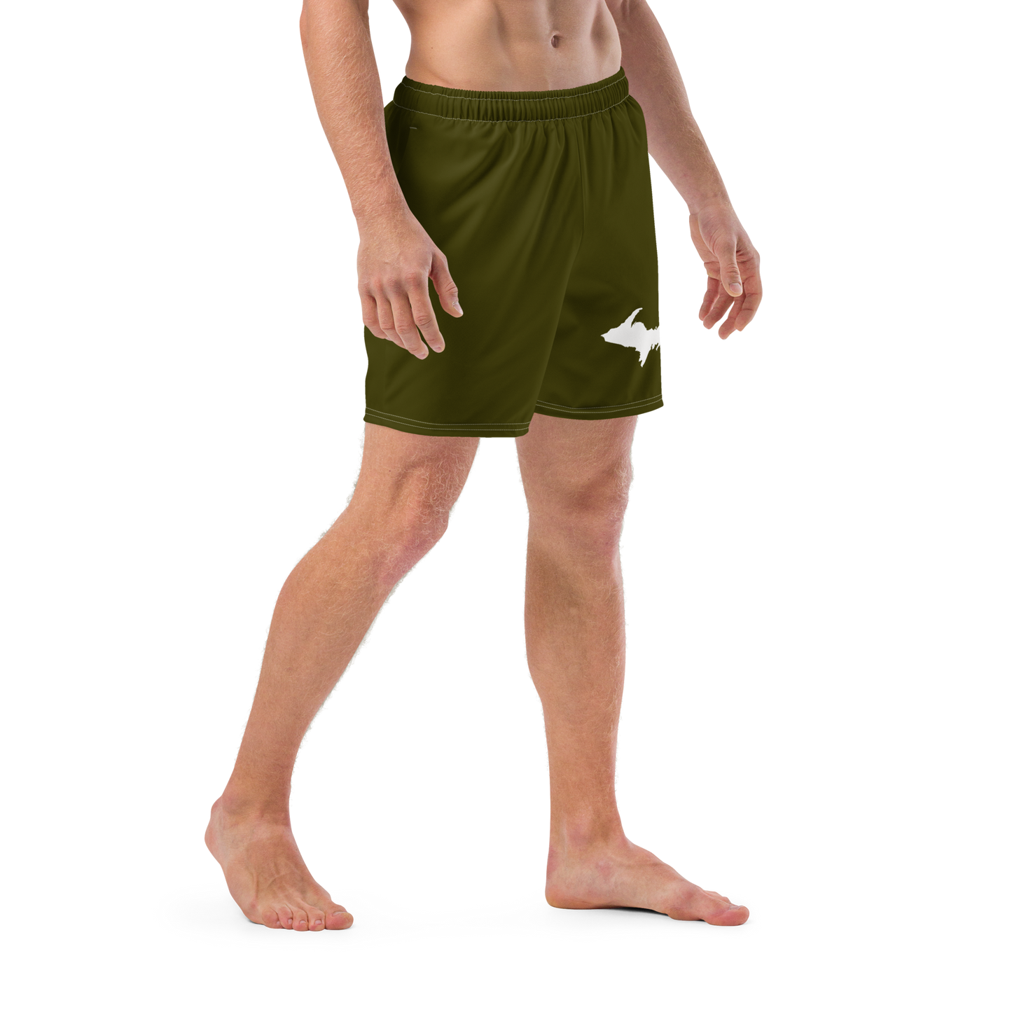 Michigan Upper Peninsula Men's Swim Trunks (w/ UP Outline ) | Military Green