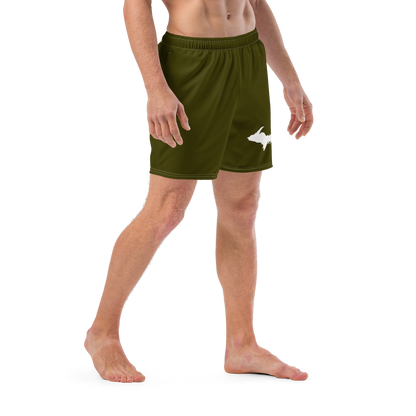 Michigan Upper Peninsula Men's Swim Trunks (w/ UP Outline ) | Military Green