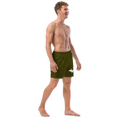 Michigan Upper Peninsula Men's Swim Trunks (w/ UP Outline ) | Military Green