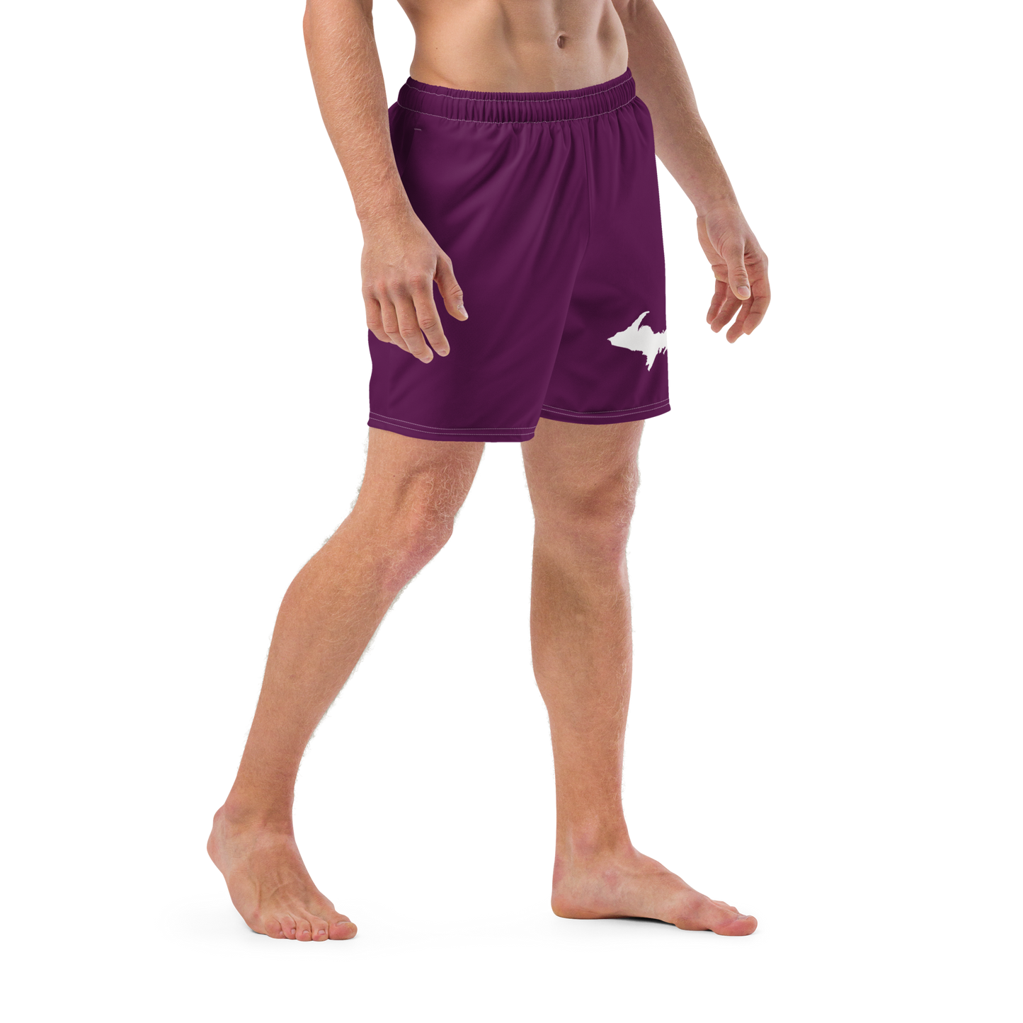 Michigan Upper Peninsula Men's Swim Trunks (w/ UP Outline ) | Tyrian Purple