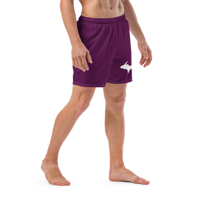 Michigan Upper Peninsula Men's Swim Trunks (w/ UP Outline ) | Tyrian Purple