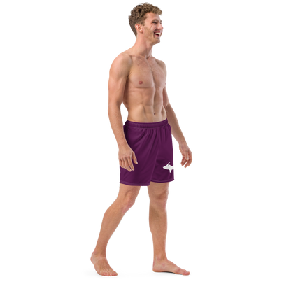 Michigan Upper Peninsula Men's Swim Trunks (w/ UP Outline ) | Tyrian Purple