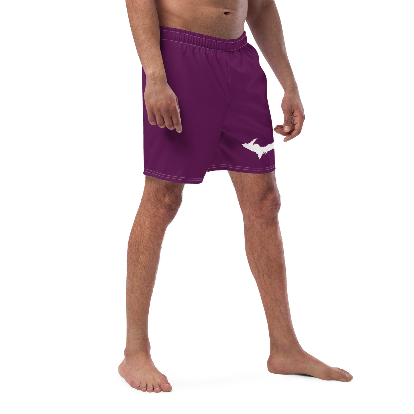 Michigan Upper Peninsula Men's Swim Trunks (w/ UP Outline ) | Tyrian Purple