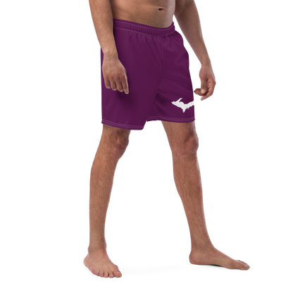 Michigan Upper Peninsula Men's Swim Trunks (w/ UP Outline ) | Tyrian Purple