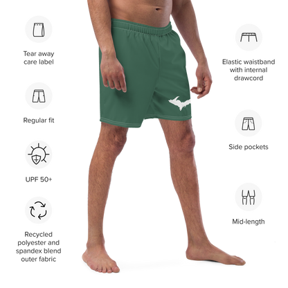 Michigan Upper Peninsula Men's Swim Trunks (w/ UP Outline ) | Ginger Ale Green