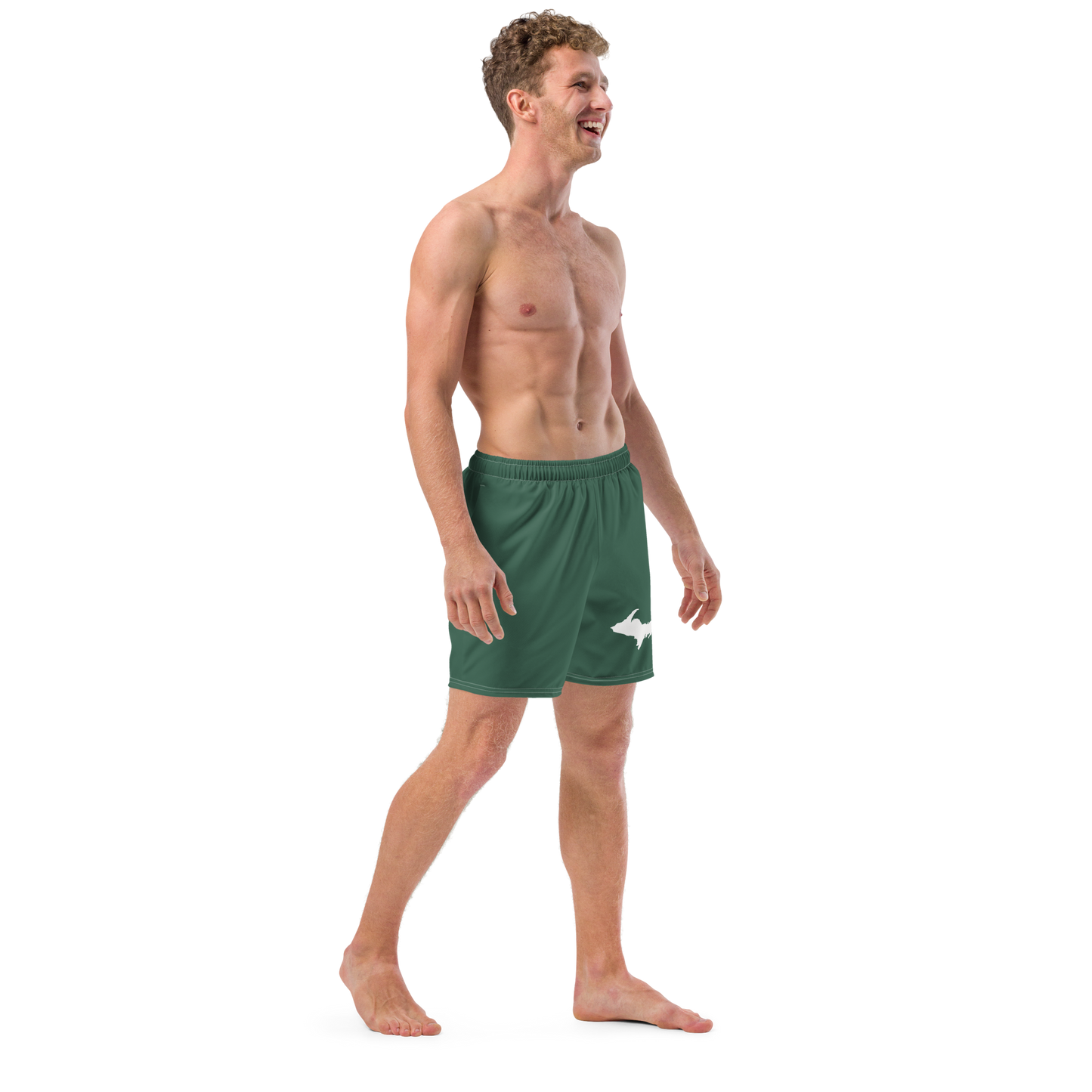 Michigan Upper Peninsula Men's Swim Trunks (w/ UP Outline ) | Ginger Ale Green