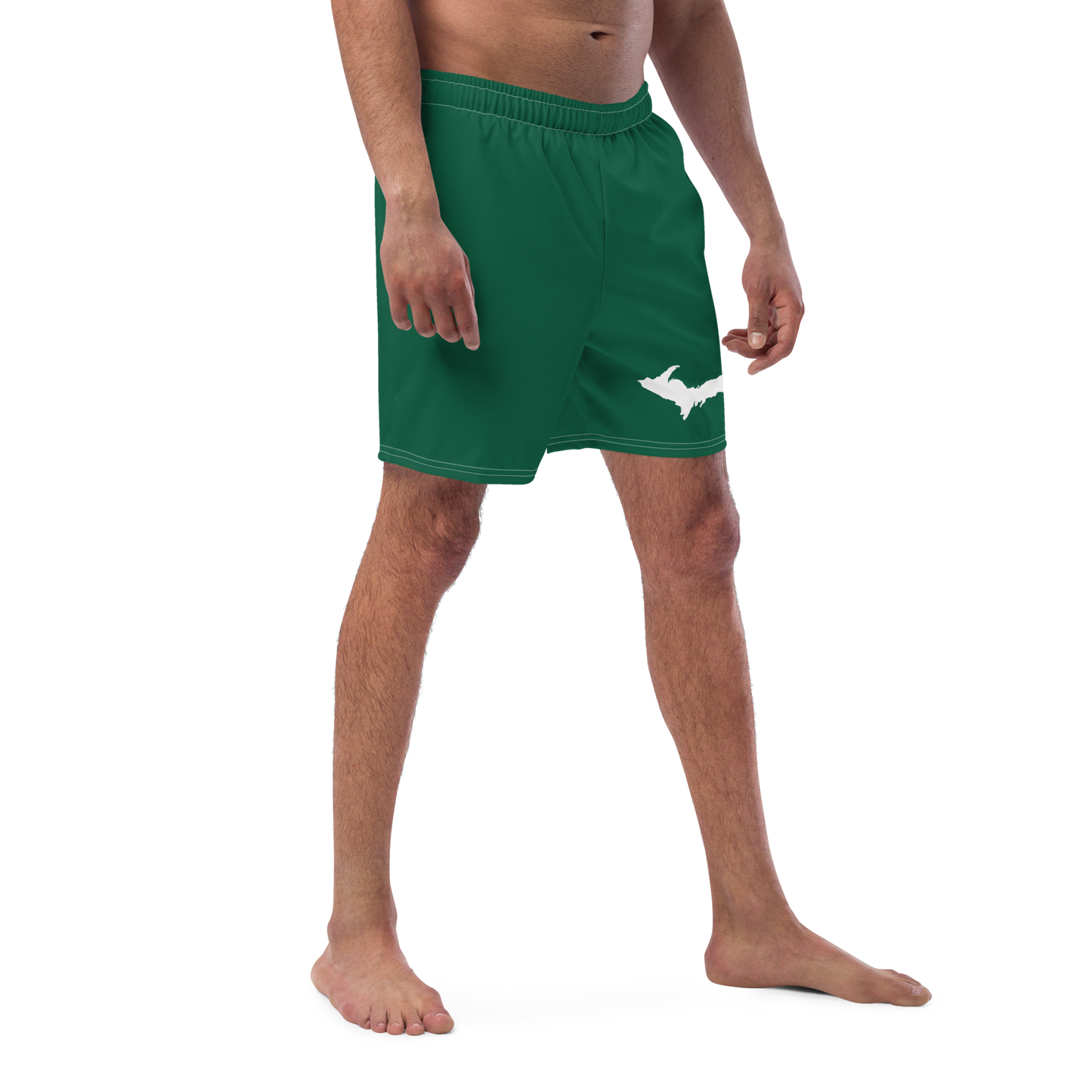 Michigan Upper Peninsula Men's Swim Trunks (w/ UP Outline ) | Superior Green