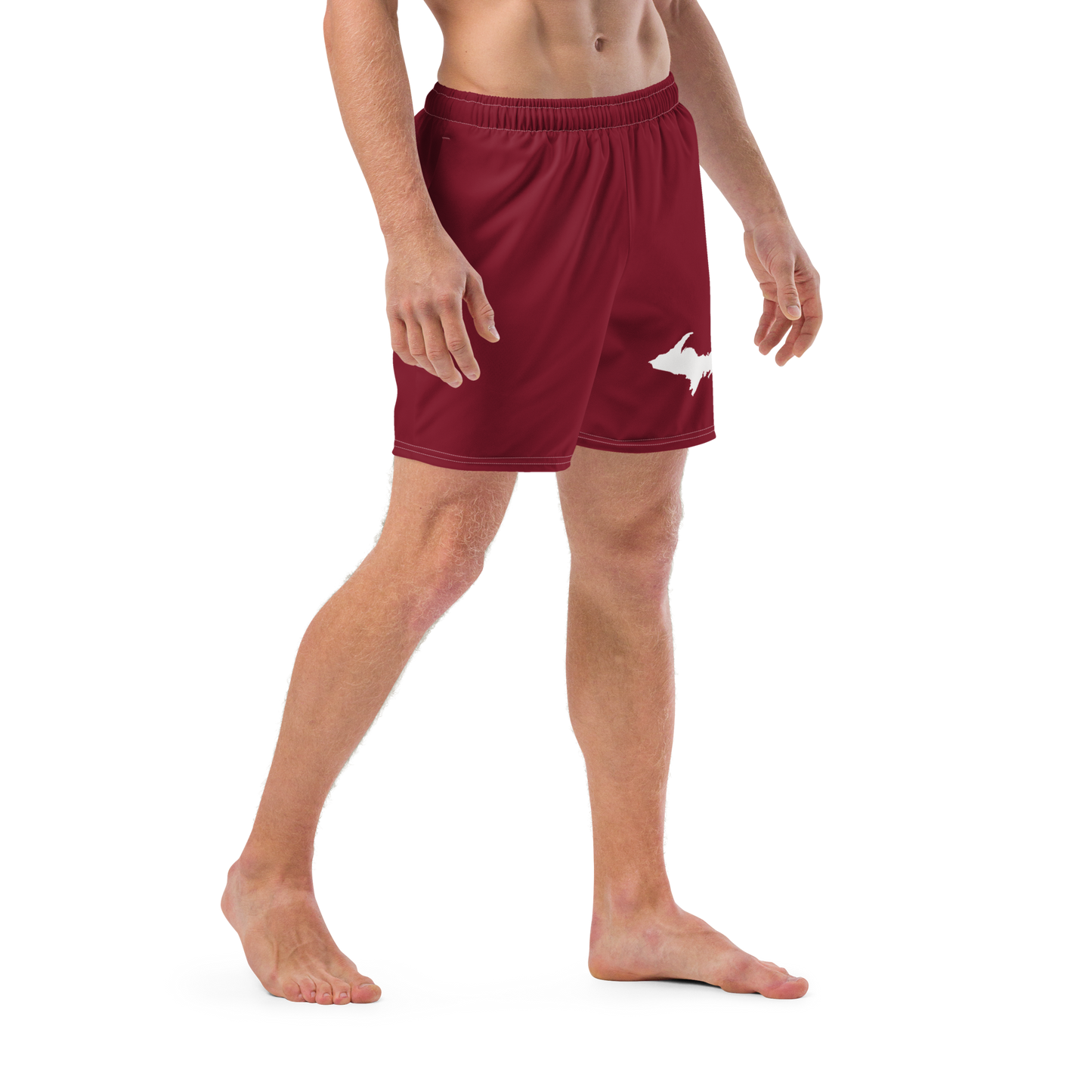 Michigan Upper Peninsula Men's Swim Trunks (w/ UP Outline ) | Burgundy