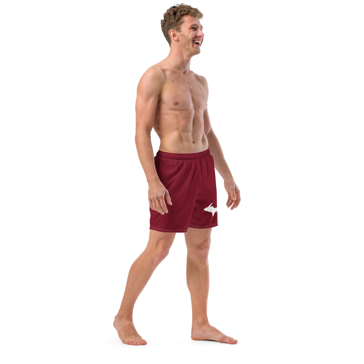 Michigan Upper Peninsula Men's Swim Trunks (w/ UP Outline ) | Burgundy