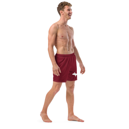 Michigan Upper Peninsula Men's Swim Trunks (w/ UP Outline ) | Burgundy