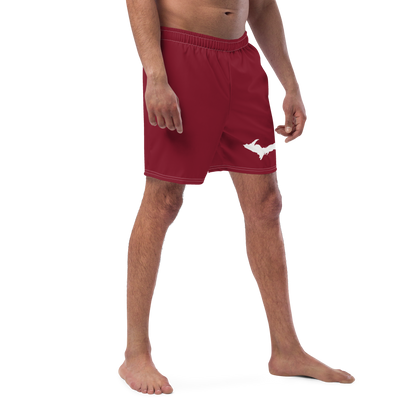 Michigan Upper Peninsula Men's Swim Trunks (w/ UP Outline ) | Burgundy