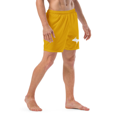 Michigan Upper Peninsula Men's Swim Trunks (w/ UP Outline ) | Gold