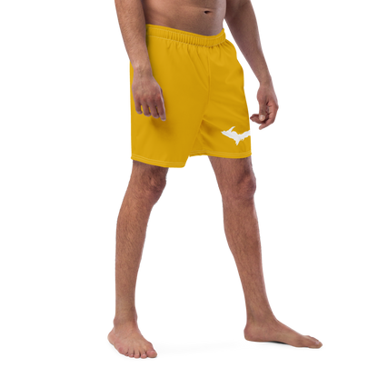 Michigan Upper Peninsula Men's Swim Trunks (w/ UP Outline ) | Gold