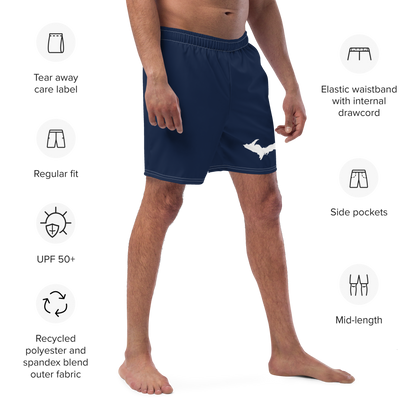 Michigan Upper Peninsula Men's Swim Trunks (w/ UP Outline ) | Navy