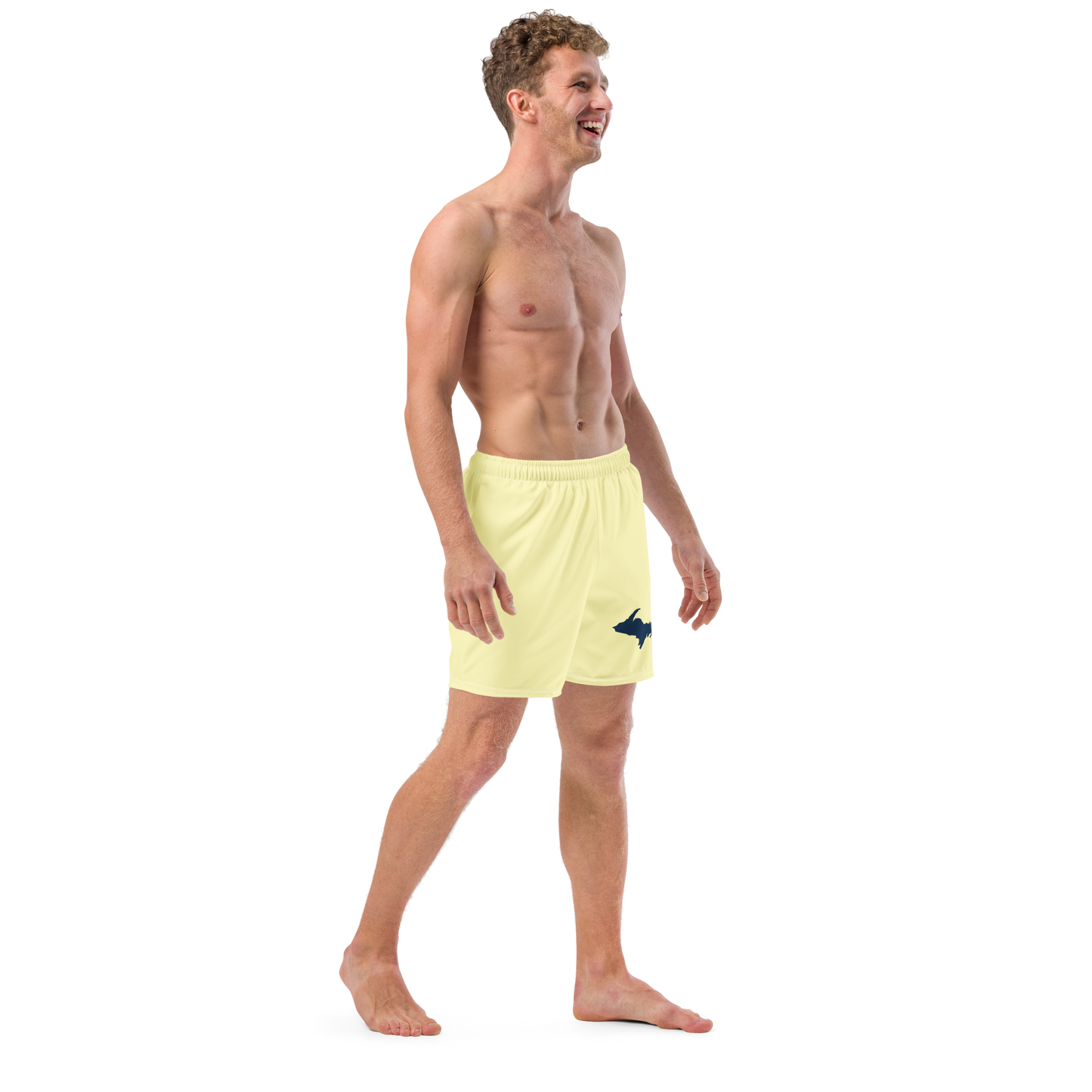 Michigan Upper Peninsula Men's Swim Trunks (w/ UP Outline ) | Canary Yellow